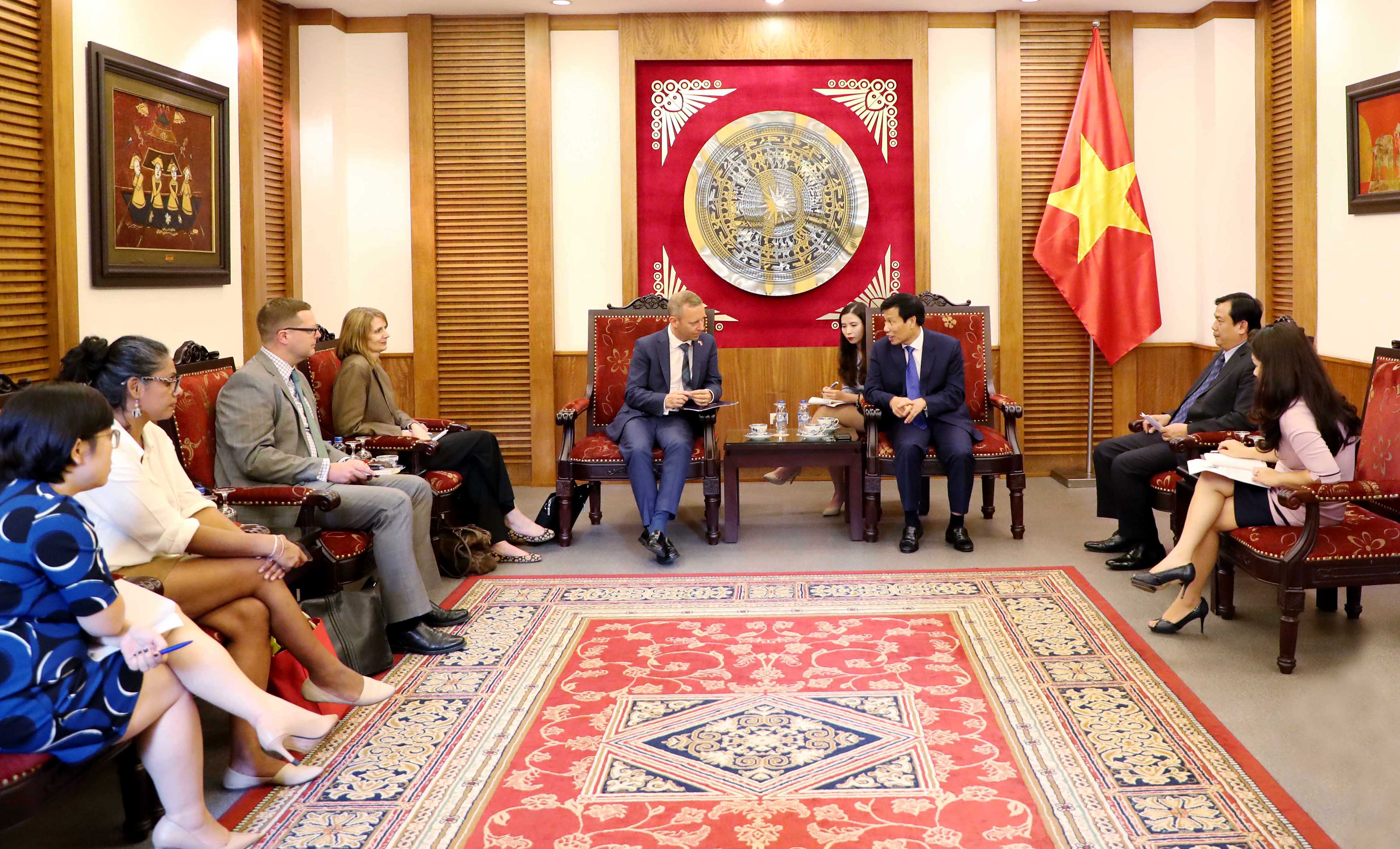 Bộ trưởng Nguyễn Ngọc Thiện tiếp Ngài Gareth Ward Đại sứ Anh tại Việt Nam đến chào xã giao nhân dịp mới nhận nhiệm kỳ tại Việt Nam