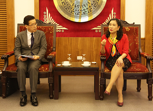 Thứ trưởng Đặng Thị Bích Liên làm việc với Phó Tổng Giám đốc Viện Nghiên cứu Sanno Nhật Bản